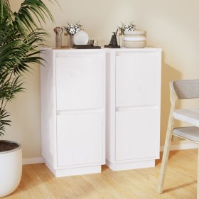 Aparador 2 uds madera maciza de pino blanco 31,5x34x75 cm de vidaXL, Aparadores - Ref: Foro24-813383, Precio: 67,55 €, Descue...
