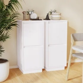 Sideboard 2 Stück aus massivem weißem Kiefernholz 31,5x34x75 cm von vidaXL, Sideboards - Ref: Foro24-813383, Preis: 66,96 €, ...