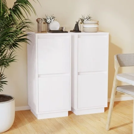 Sideboard 2 Stück aus massivem weißem Kiefernholz 31,5x34x75 cm von vidaXL, Sideboards - Ref: Foro24-813383, Preis: 66,96 €, ...