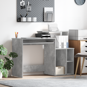 Escritorio con Almacenamiento Gris Concreto 120.5x44x88.5 cm Madera de Calidad