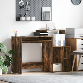 Escritorio con Almacenamiento Roble Ahumado 120.5x44x88.5 cm Madera