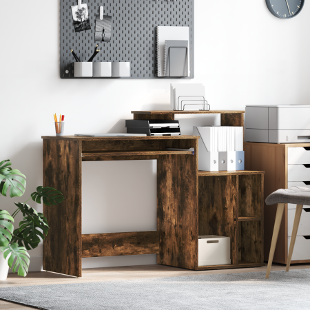 Escritorio con Almacenamiento Roble Ahumado 120.5x44x88.5 cm Madera | Foro24.es | Tu tienda online para hogar, jardín y más Foro24.es