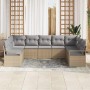 Conjunto de sofá de jardín 7 pcs Beige Poliratán