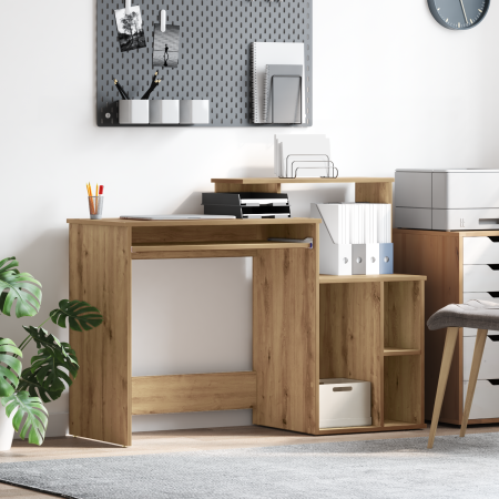 Escritorio con Almacenamiento Roble Artesanal 120.5x44x88.5 cm Madera Elaborada | Foro24.es | Tu tienda online para hogar, jardín y más Foro24.es