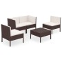 5-teiliges Gartenmöbel-Set und braune Kissen aus synthetischem Rattan von vidaXL, Gartensets - Ref: Foro24-3094339, Preis: 39...