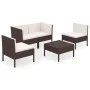 Set muebles de jardín 5 pzas y cojines ratán sintético marrón de vidaXL, Conjuntos de jardín - Ref: Foro24-3094339, Precio: 3...