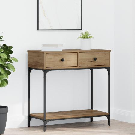 Mesa Consola Roble Artesanal 75x34.5x75 cm Madera Trabajada de , Mesas auxiliares - Ref: Foro24-871297, Precio: 77,00 €, Desc...