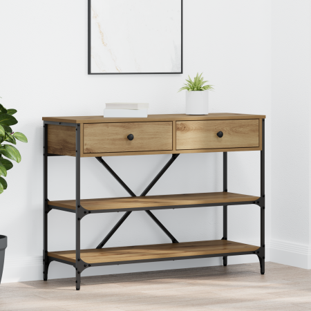 Mesa Consola de Roble Artesanal 100x34.5x75 cm de Madera Elaborada de , Mesas auxiliares - Ref: Foro24-871305, Precio: 102,57...