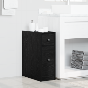 Armario de Baño Estrecho con Ruedas de Roble Negro Madera de Ingeniería de , Taquillas y armarios de almacenamiento - Ref: Fo...
