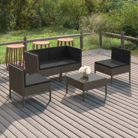 5-piece garden furniture set and gray synthetic rattan cushions by vidaXL, Garden sets - Ref: Foro24-3094342, Price: 371,40 €...