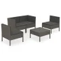5-teiliges Gartenmöbel-Set und graue synthetische Rattankissen von vidaXL, Gartensets - Ref: Foro24-3094342, Preis: 371,40 €,...