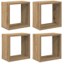 Estantes de pared roble artesanal MDF con chapa 26 x 15 x 26 cm