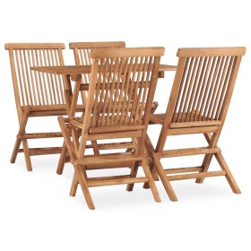 Set de comedor de jardín plegable 5 pzas madera maciza de teca