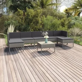 8-teiliges Gartenmöbel-Set und graue synthetische Rattankissen von vidaXL, Gartensets - Ref: Foro24-3094546, Preis: 669,34 €,...
