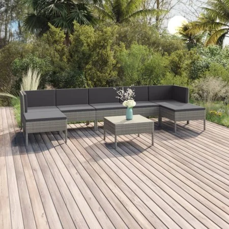 8-piece garden furniture set and gray synthetic rattan cushions by vidaXL, Garden sets - Ref: Foro24-3094546, Price: 669,25 €...