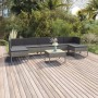 8-teiliges Gartenmöbel-Set und graue synthetische Rattankissen von vidaXL, Gartensets - Ref: Foro24-3094546, Preis: 610,35 €,...