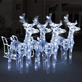 Decoración navideña de renos y trineo acrílico 240 LED de , Luces de Navidad - Ref: Foro24-3100420, Precio: 160,12 €