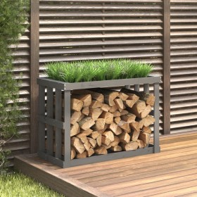 Soporte para leña de exterior madera pino gris 108x52x74 cm de , Bolsas y soportes de leña - Ref: Foro24-822633, Precio: 97,9...