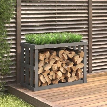 Soporte para leña de exterior madera pino gris 108x52x74 cm de , Bolsas y soportes de leña - Ref: Foro24-822633, Precio: 97,9...