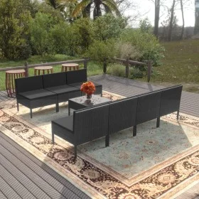 Garden furniture set 8 pieces and black synthetic rattan cushions by vidaXL, Garden sets - Ref: Foro24-3094329, Price: 538,96...