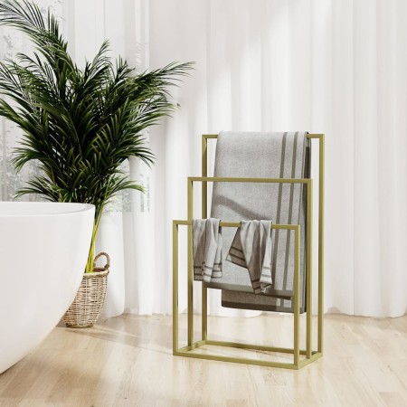 Toallero de pie de hierro dorado 48x24x79 cm de , Toalleros - Ref: Foro24-343092, Precio: 71,31 €, Descuento: %