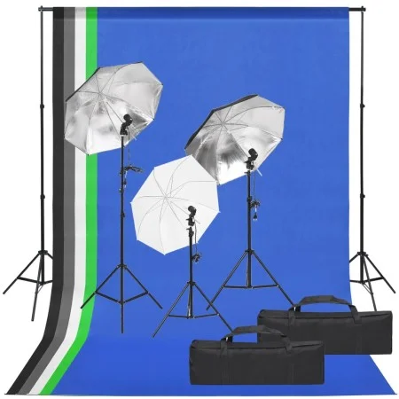 Photo studio kit with lighting set and background by vidaXL, Flashes and studio lighting - Ref: Foro24-3094730, Price: 174,20...