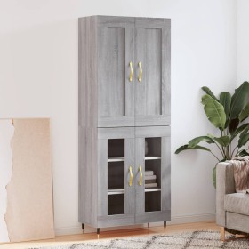 Aparador alto madera contrachapada gris sonoma 69,5x34x180 cm de , Aparadores - Ref: Foro24-3199607, Precio: 167,95 €, Descue...