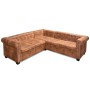 Sofá de esquina Chesterfield 5 plazas cuero artificial marrón de , Sofás - Ref: Foro24-243615, Precio: 775,11 €, Descuento: %