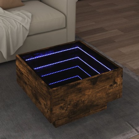 Mesa de centro y LED madera ingeniería roble ahumado 50x50x30cm de , Mesas de centro - Ref: Foro24-847508, Precio: 102,44 €, ...