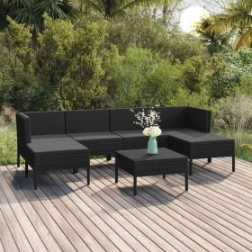 7-piece garden furniture set with black synthetic rattan cushions by vidaXL, Garden sets - Ref: Foro24-3094537, Price: 511,60...