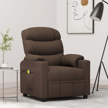 Sillón de masaje eléctrico tela marrón oscuro de , Sillones de masaje eléctricos - Ref: Foro24-348087, Precio: 204,72 €