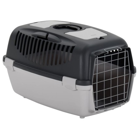 Transportín de mascotas PP gris y negro 61x40x38 cm de , Transportines y cajas para mascotas - Ref: Foro24-171798, Precio: 63...
