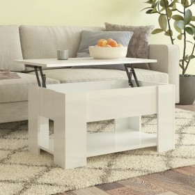 Mesa de centro madera de ingeniería blanco brillo 79x49x41 cm de , Mesas de centro - Ref: Foro24-809716, Precio: 98,89 €, Des...