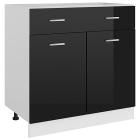 Armario inferior con cajón de cocina “Lyon” negro brillo de , Armarios de cocina - Ref: Foro24-801242, Precio: 117,76 €, Desc...
