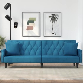 Sofá cama con reposabrazos terciopelo azul de , Sofás - Ref: Foro24-351943, Precio: 308,55 €