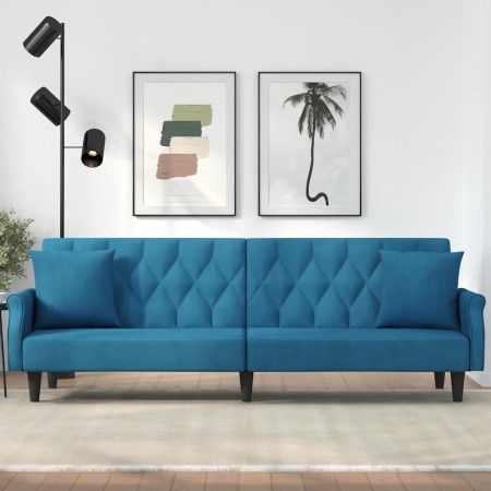 Sofá cama con reposabrazos terciopelo azul de , Sofás - Ref: Foro24-351943, Precio: 308,55 €
