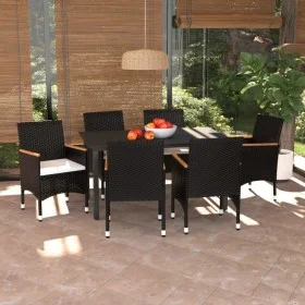 7-piece garden dining set and black synthetic rattan cushions by vidaXL, Garden sets - Ref: Foro24-3095000, Price: 494,65 €, ...