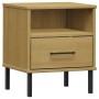 Mesita de noche patas de metal madera maciza pino marrón OSLO de , Mesitas de noche - Ref: Foro24-350970, Precio: 57,41 €, De...