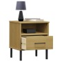 Mesita de noche patas de metal madera maciza pino marrón OSLO de , Mesitas de noche - Ref: Foro24-350970, Precio: 57,41 €, De...