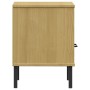 Mesita de noche patas de metal madera maciza pino marrón OSLO de , Mesitas de noche - Ref: Foro24-350970, Precio: 57,41 €, De...