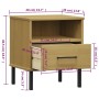 Mesita de noche patas de metal madera maciza pino marrón OSLO de , Mesitas de noche - Ref: Foro24-350970, Precio: 57,41 €, De...