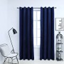 Cortinas opacas anillas 2 pzas terciopelo azul oscuro 140x245cm de , Cortinas y visillos - Ref: Foro24-134530, Precio: 50,20 ...