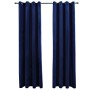 Cortinas opacas anillas 2 pzas terciopelo azul oscuro 140x245cm de , Cortinas y visillos - Ref: Foro24-134530, Precio: 50,20 ...