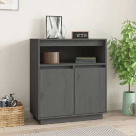 Aparador de madera maciza de pino gris 70x34x80 cm de , Aparadores - Ref: Foro24-814386, Precio: 77,92 €, Descuento: %