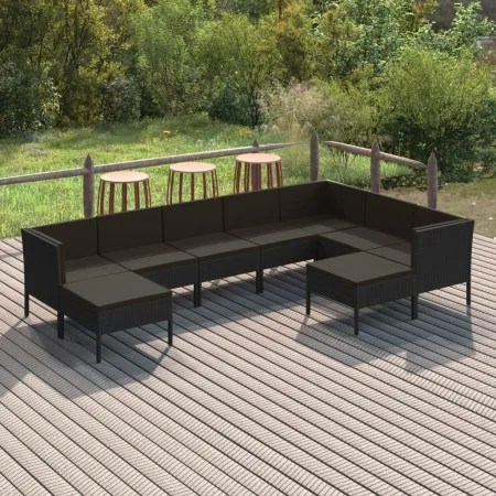 9-piece garden furniture set and black synthetic rattan cushions by vidaXL, Garden sets - Ref: Foro24-3094433, Price: 873,77 ...