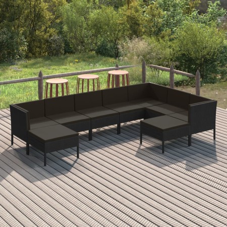 9-teiliges Gartenmöbel-Set und schwarze synthetische Rattankissen von vidaXL, Gartensets - Ref: Foro24-3094433, Preis: 888,73...