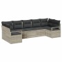 Conjunto de sofá de jardín 7 pcs Gris claro Poliratán