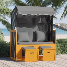 Silla Strandkorb cojines ratán sintético madera negro antracita de , Tumbonas - Ref: Foro24-318667, Precio: 292,93 €, Descuen...