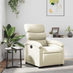 Sillón reclinable de cuero sintético crema de , Sillones - Ref: Foro24-371714, Precio: 201,33 €