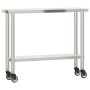 Mesa de trabajo de cocina con ruedas acero inox 110x30x85 cm